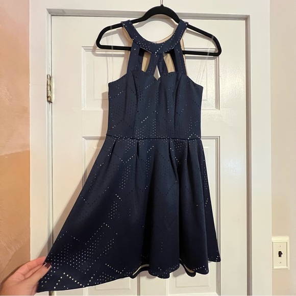 Crystal Doll Dresses & Skirts - #61 CRYSTAL DOLL PERFORATED NAVY SKATER DRESS JUNIOR'S 5